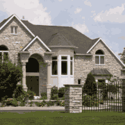 Stone veneer siding combining natural beauty with strength.