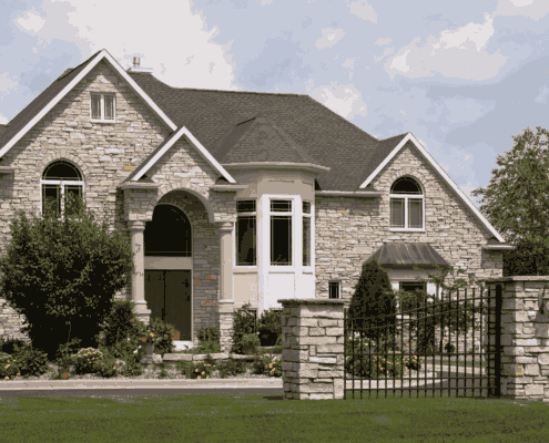Stone veneer siding combining natural beauty with strength.