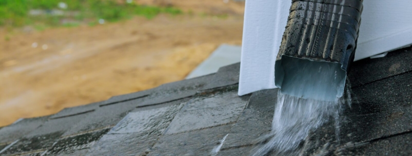 Why Do My Gutters Overflow Every Storm? 1 Rainwater pouring off a house roof edge past the gutter during a storm, Ocean City MD